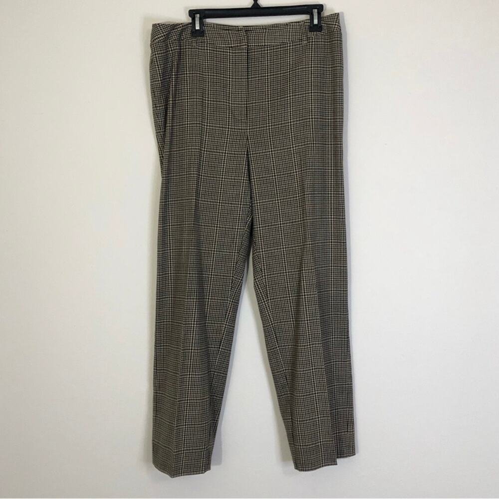 Villager Liz Claiborne Approx Size Large Brown Plaid Straight Leg Slack Pants